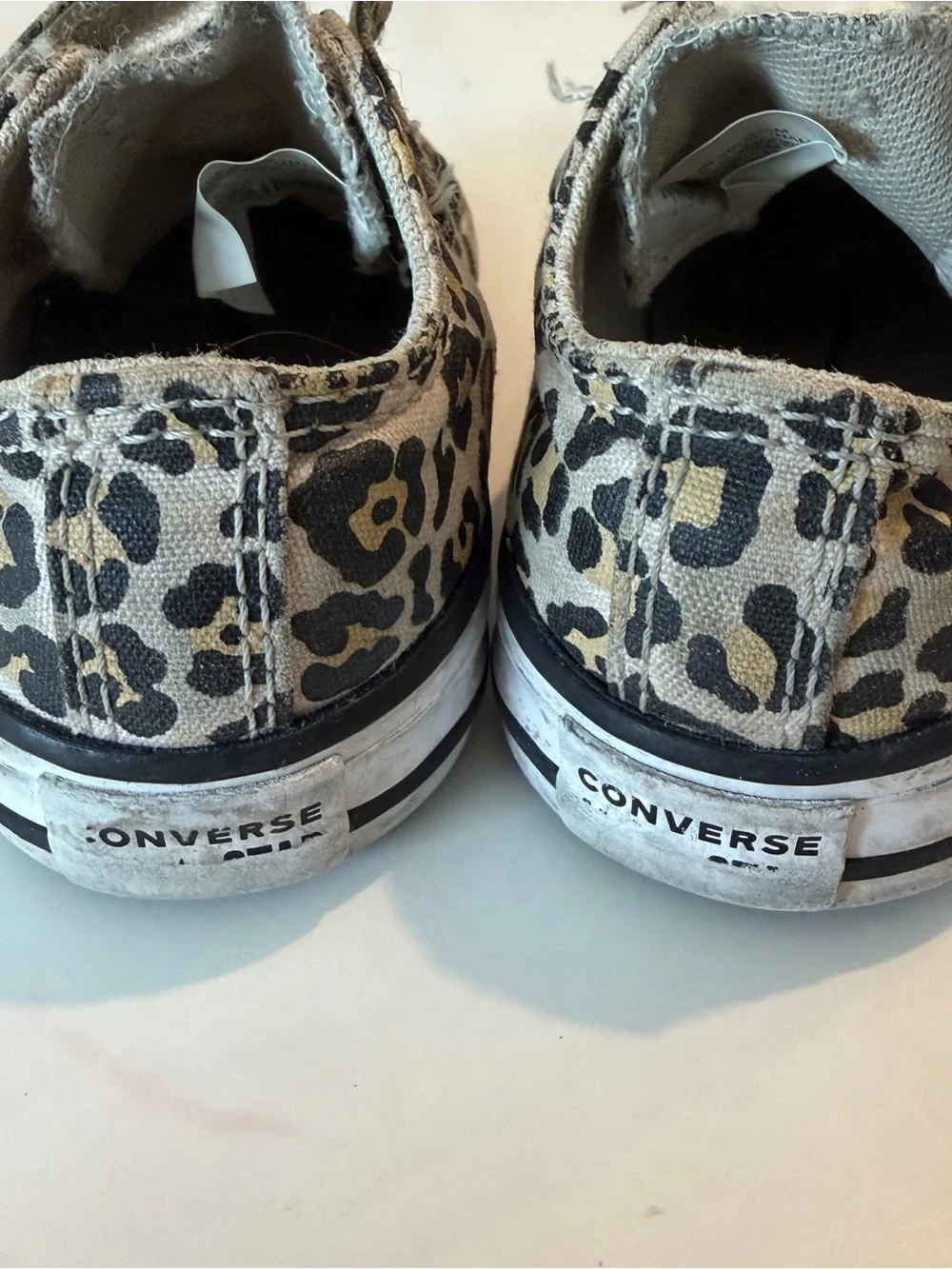 Converse Kids Leopard Print Low-Top Sneakers in Tan and Black